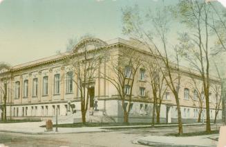 Colorized photograph of a large neo-classical public building.