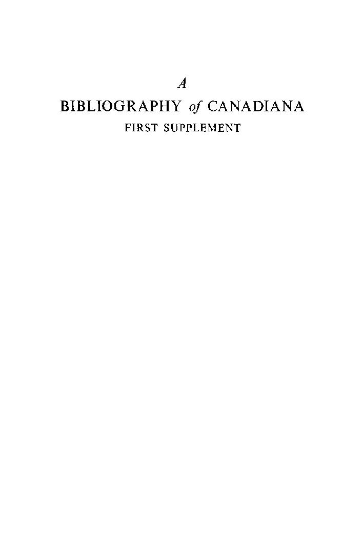 A bibliography of Canadiana; First supplement