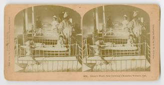 Pictures show infants in beds in a hospital ward with two nurses and a mother.