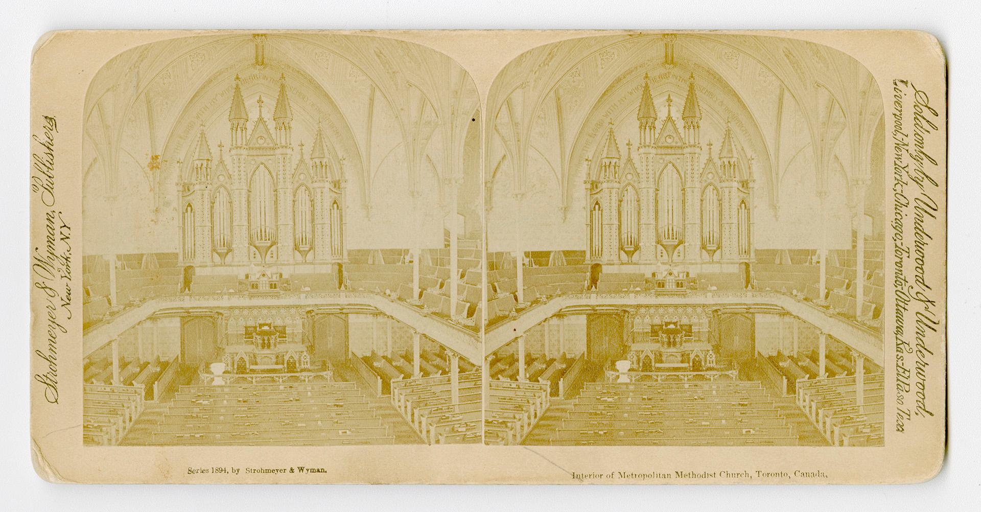 Pictures show the interior of a large gothic church.