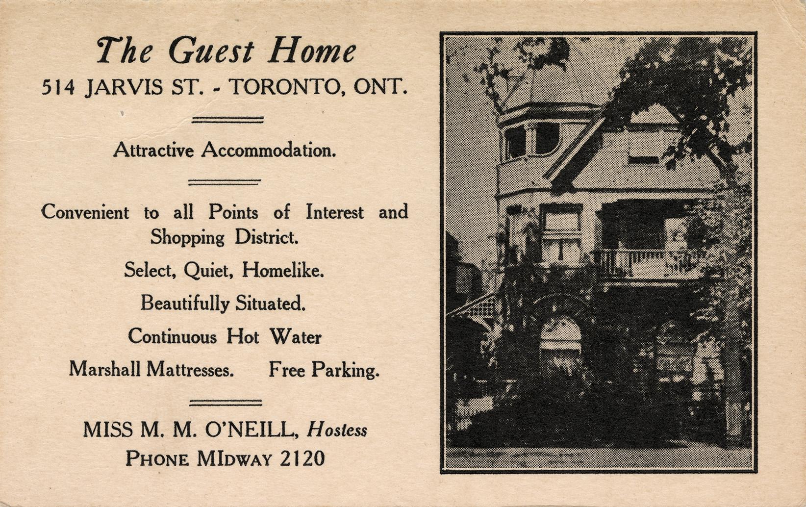 The Guest Home 514 Jarvis St. - Toronto, Ont.