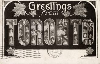 Black and white drawing of the word "Toronto" with people's face inserted into the le…