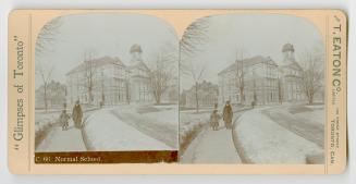Pictures show people walking on a pathway in front of a large public building with a cupola.