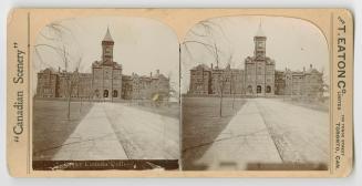 Pictures show a very large gothic school building with a central tower.