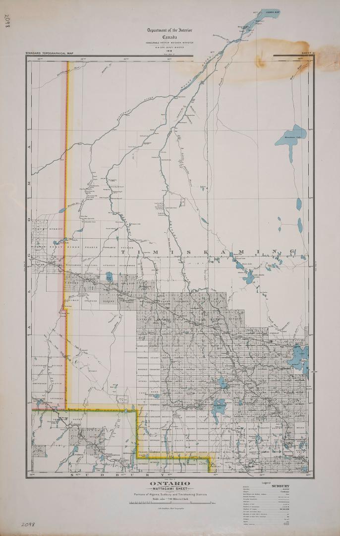 Ontario Mattagami sheet portions of Algoma, Sudbury and Timiskaming Districts
