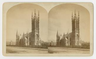 Pictures show a very large church in the gothic revival style.