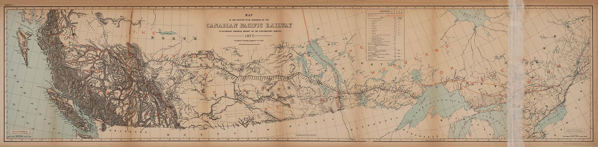Map of the country to be traversed by the Canadian Pacific Railway to accompany progress report on the exploratory surveys
