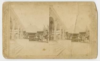 Pictures show a Victorian merry-go-round in front of a covered shelter.