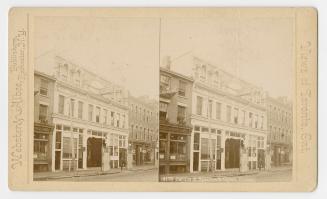 Pictures show the front entrance of a large commercial building.