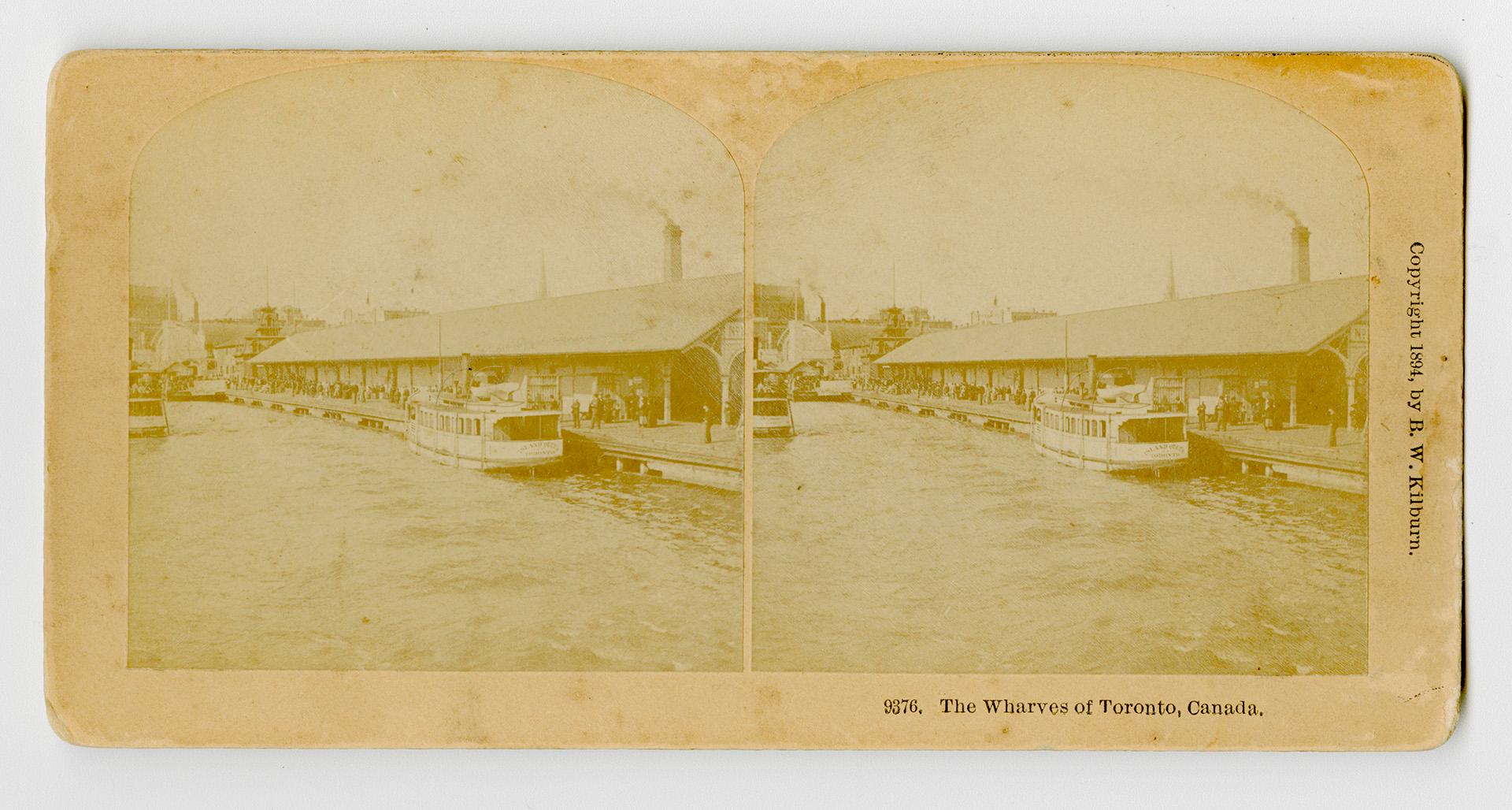 Pictures show a ferry boat moored at a pier.