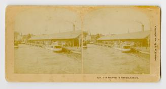 Pictures show a ferry boat moored at a pier.