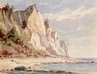 A painting of the Scarborough Bluffs in Toronto, Ontario, Canada, located on the shore of Lake  ...