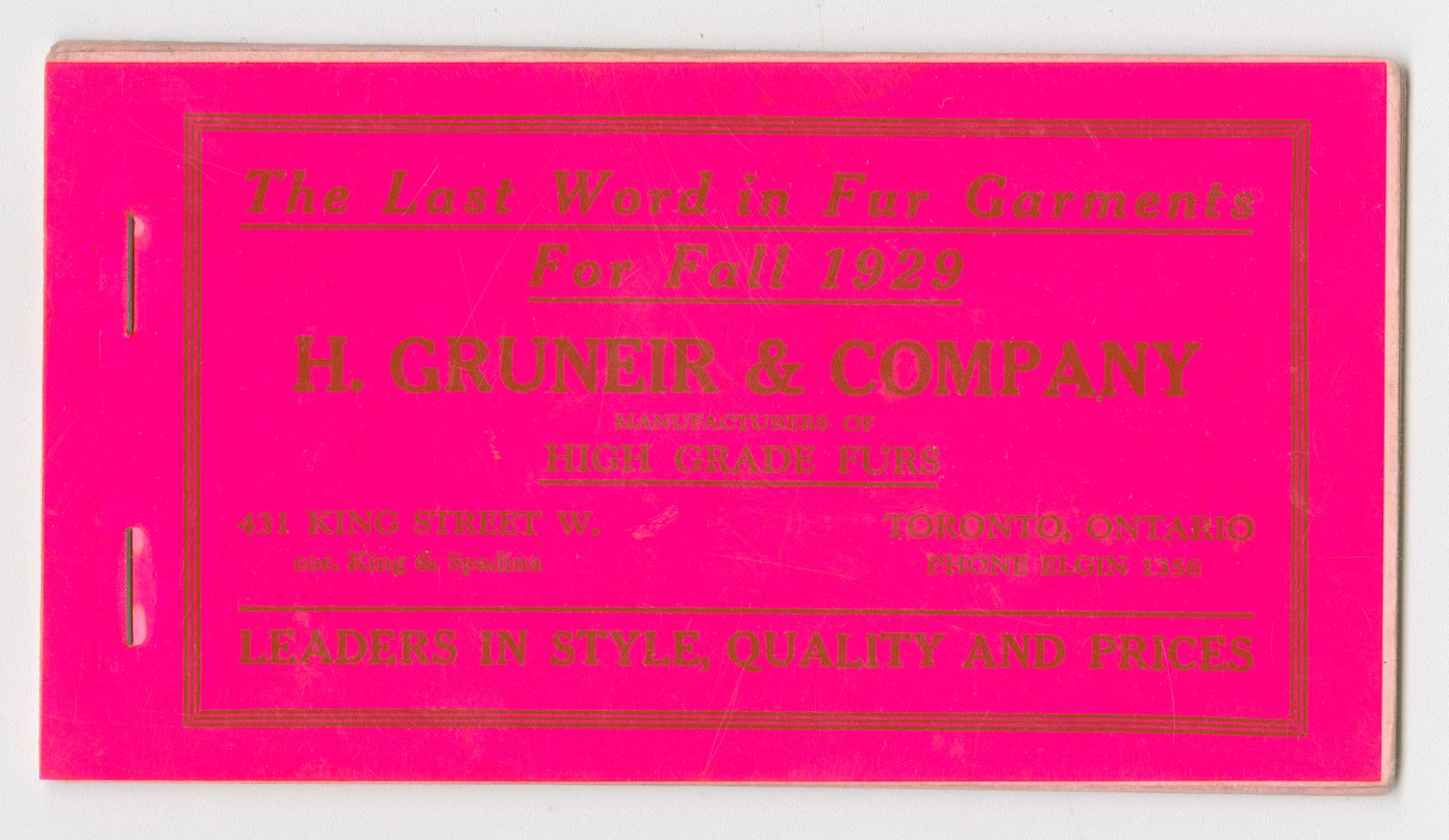 The last word in fur garments for fall 1929 H. Gruneir & Company manufacturers of high grade furs