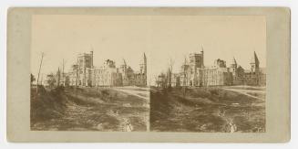 Pictures show a huge collegiate gothic building in the distance.