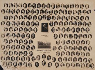 A class photograph of students and faculty at the Toronto Normal School in 1919. Each individua ...