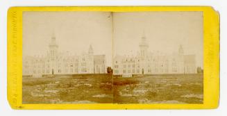 Pictures show a large Gothic-revival style building with a central tower.
