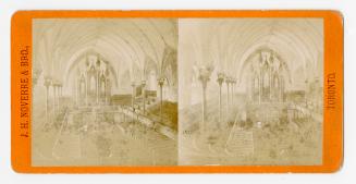 Pictures show the interior of a large neo-gothic church.