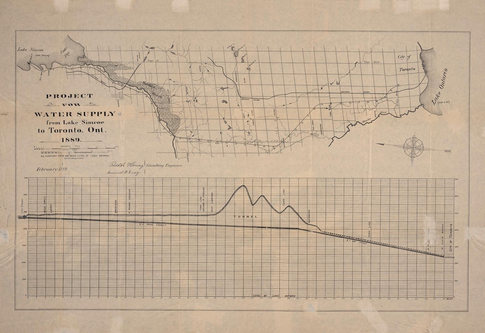Project for water supply from Lake Simcoe to Toronto Ont. 