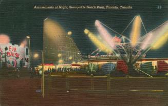 Picture of an amusement ride at night. 