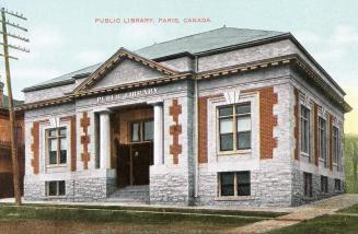 Picture of brick and stone one storey library. 
