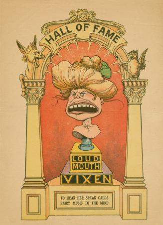 A vinegar valentine. A trophy in the shape of a woman's bust. Her mouth is large and open wide. ...
