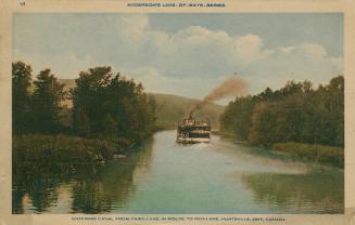 Picture of a steamboat on a canal. 