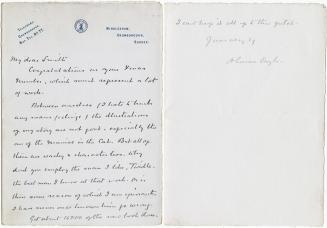 Manuscript letter in Arthur Conan Doyle's handwriting. 