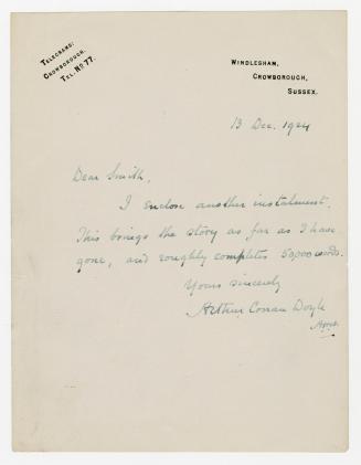 Manuscript letter in Alfred Herbert Wood's handwriting. 