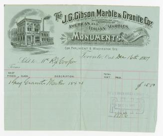 Illustration of the elegant looking exterior of the J.G. Gibson Marble & Granite Company Ltd. b ...
