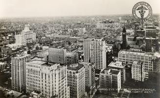 A postcard with a photograph of downtown Toronto, taken from the observation gallery on the 32n…