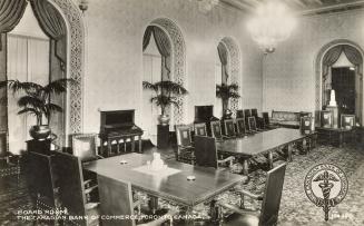 A postcard with a photograph of the board room of the Canadian Bank of Commerce, Toronto, Canad ...
