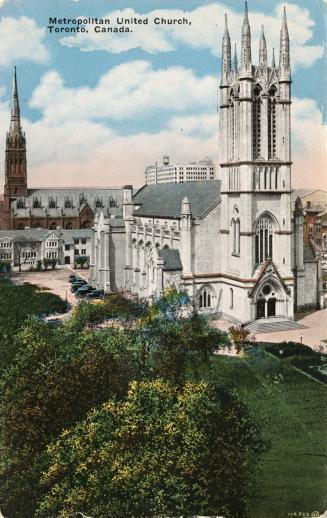 Picture of cathedral church with other cathedral church in background. 