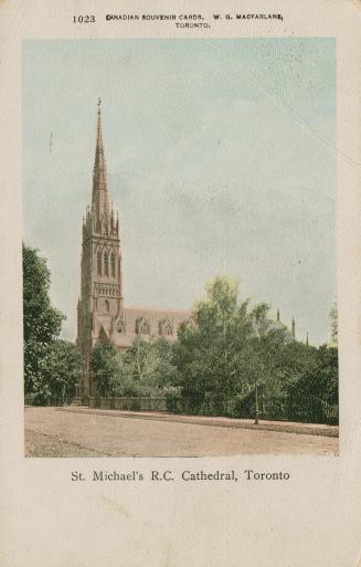 Picture of large cathedral church with white border. 