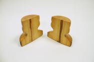 Two wooden bookends.