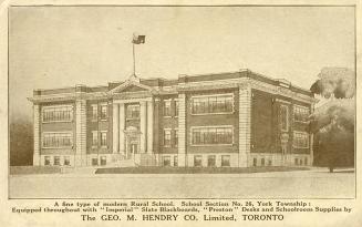 Drawing of a large school building. 