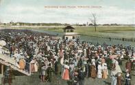 Picture of a racetrack and large grandstand. 