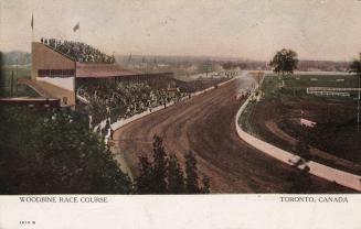 Picture of a racetrack and large grandstand. 