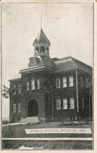 Black and white photograph of a school building.
