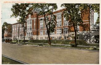 Colour postcard of Jarvis Collegiate (high school) in Toronto. Hand-written note and postmarked ...