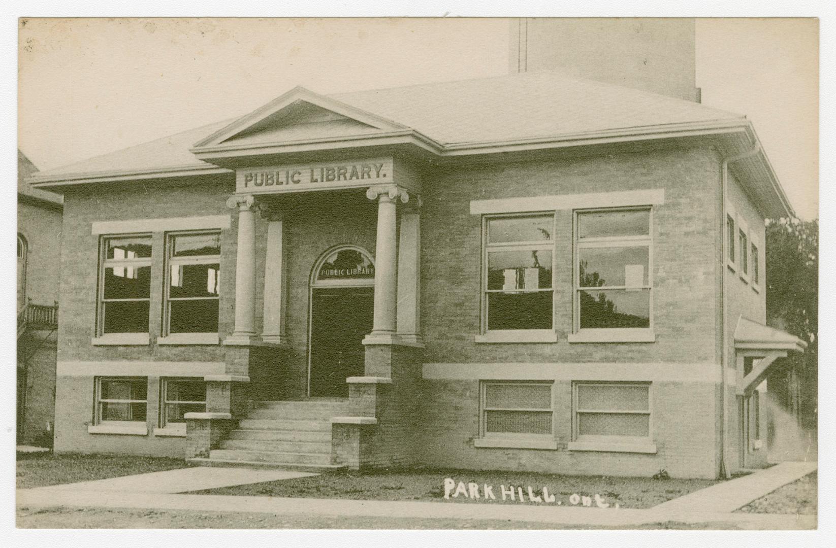 Picture of two storey library building. 