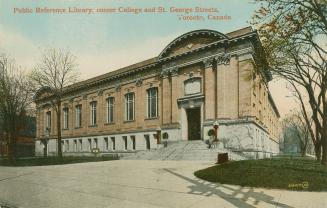 Picture of a large library building on street corner.