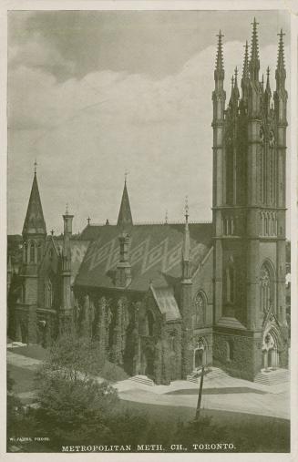 B/W postcard depicting a photo of the exterior of the Metropolitan Church with caption, "Metrop ...