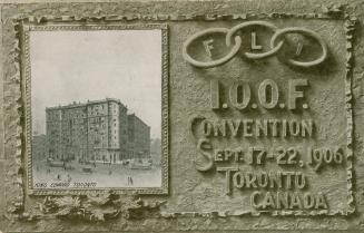 Black and white photograph of a very large multi floor hotel. FLT I.O.F.F. Convention, Sept. 17 ...