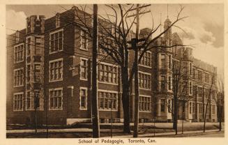 Sepia toned photograph of a three story collegiate building.