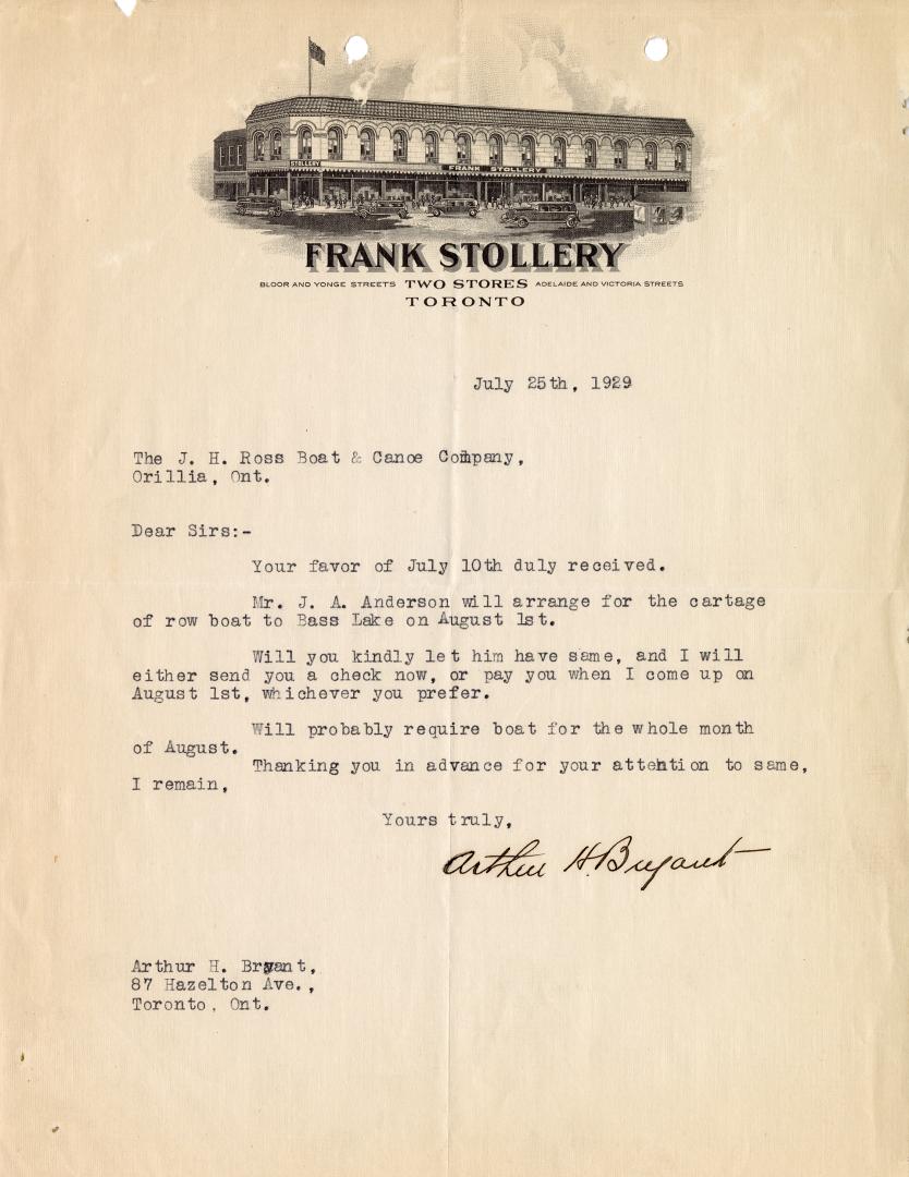 Typewritten letter from Arthur H. Bryant