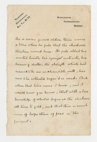 Manuscript notes in Arthur Conan Doyle's handwriting. 