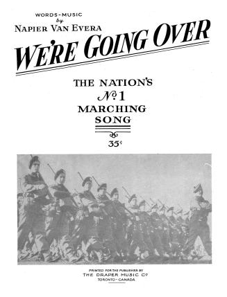 Cover features: title and composition information above inset facsimile photograph of soldiers …