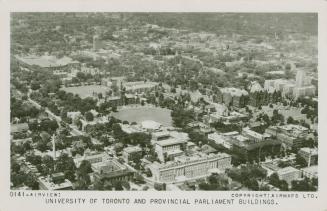 Aerial view of University and Parliament Buildings and surroundings. 