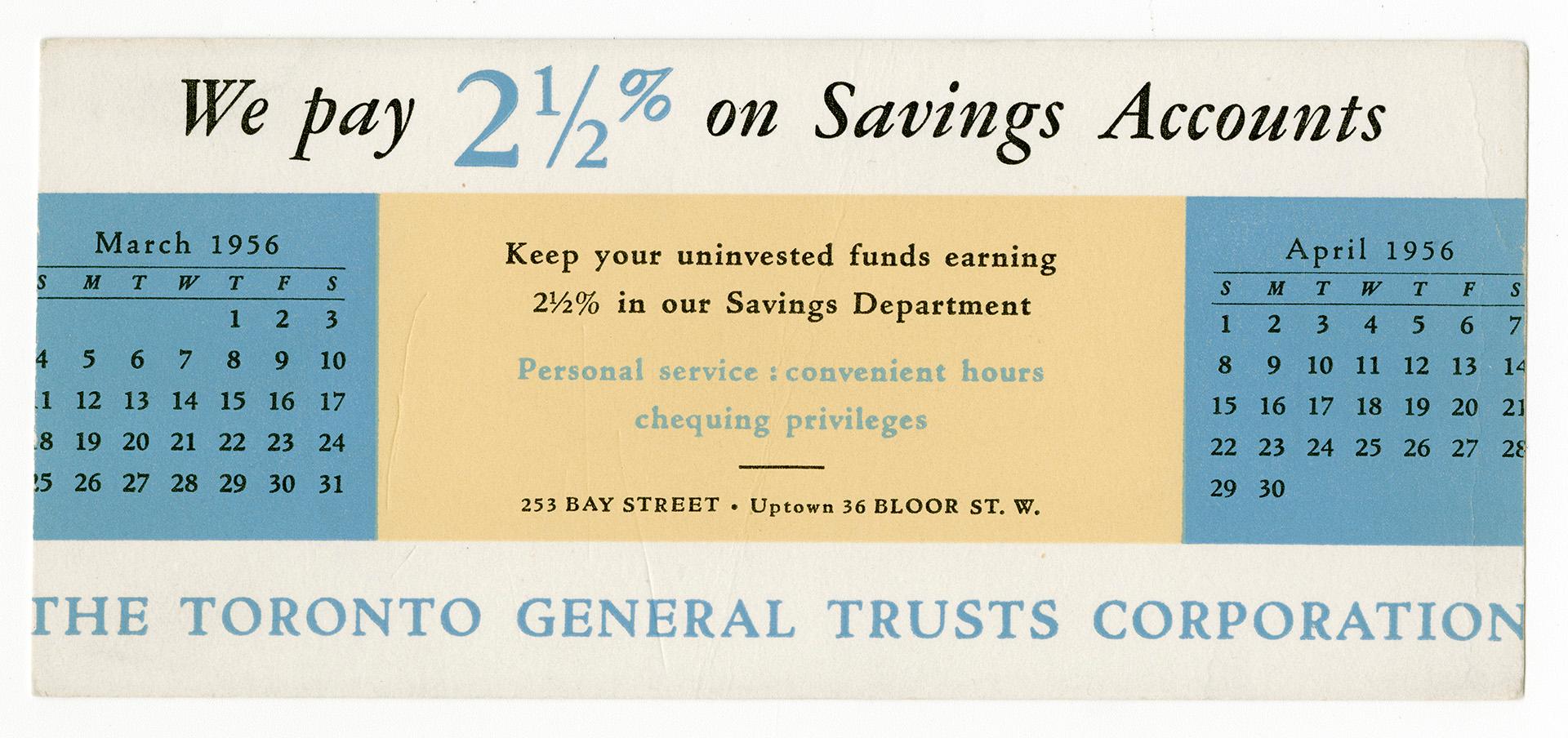 We pay 2 1/2% on savings accounts