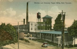 Colour postcard depicting an illustration of a warehouse building with the caption "Ritchie and ...